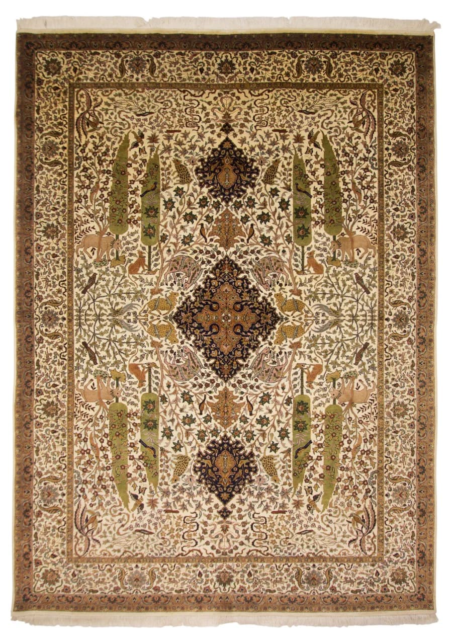 Before: Indo Tabriz rug before and after professional cleaning
